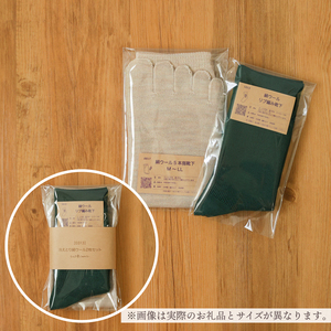 重ね履きシルクウール 2枚セットE ディープグリーン/S～M｜靴下 くつした ソックス [2732]