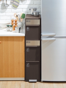 分別スイングステーションワイド３段 ＢＷＰ－１２ＢＳ ダークブラウン ゴミ箱【like074】