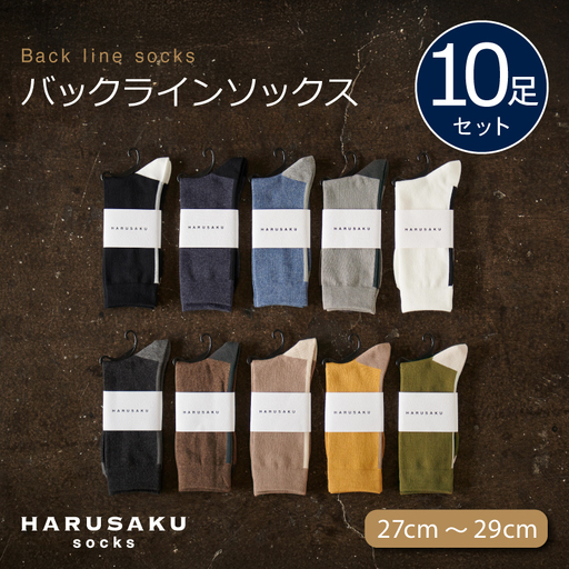 HARUSAKU バックラインソックス 10足セット （27cm～29cm） ／ ハルサク 靴下 メンズ 奈良県 葛城市【hrsk009】