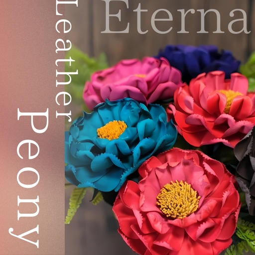 Eterna -Leather Peony- カラー 赤 ／ 国産 革 レザー ピオニー 造花 アートフラワー 小物 インテリア 記念日 プレゼント 奈良県 葛城市【area003-red】