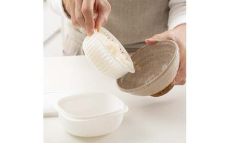 蒸気であたためる冷凍ごはん容器　6個組【5色から好きなカラーを選べる】 ホワイト / 奈良県 葛城市 容器 プラスチック ライクイット 冷凍ご飯 ザル型【like092-1】