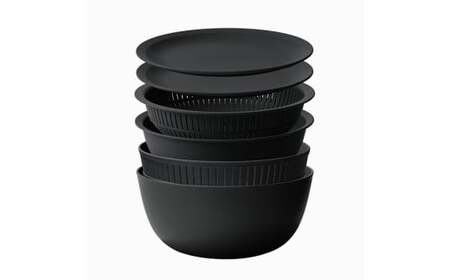 米とぎにも使える ザル ボウル 6点セット LBK-10 ブラック ／ キッチン用品 調理器具 耐熱 重ねて収納 コンパクト ライクイット like-it 奈良県 葛城市【like021-6】