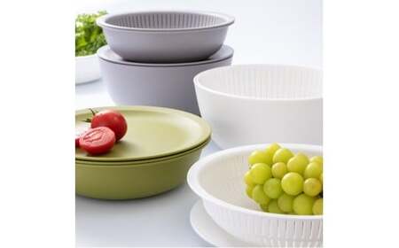 米とぎにも使える ザル ボウル 浅型 LBK-02  ピンク ／キッチン用品 調理器具 耐熱 重ねて収納 コンパクト ライクイット like-it【like022-5】