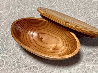 吉野杉 楕円型 ダイエット スリム 弁当箱/津田瑞苑 ボウル 木製 スギ ガラス ウッド コート コーティング 奈良県 宇陀市