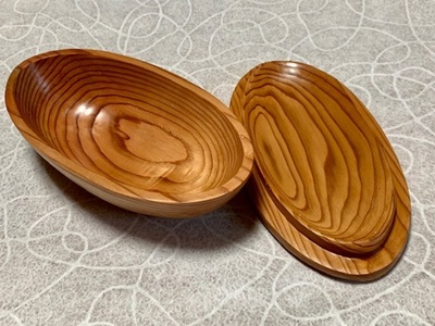 吉野杉 楕円型 ダイエット スリム 弁当箱/津田瑞苑 ボウル 木製 スギ ガラス ウッド コート コーティング 奈良県 宇陀市