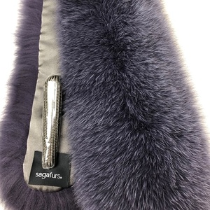サガ フォックス ファー マフラー (パープル)/豪華 毛皮 リアルファー 綺麗目 上品 お洒落 ファッション