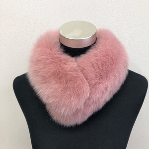イタリア染め シャドー フォックス ファー マフラー (ストロベリーピンク)/豪華 毛皮 リアルファー 綺麗目 上品 お洒落 ファッション