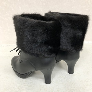 ブラック ミンク ファー レッグウォーマー/豪華 毛皮 リアルファー 綺麗目 上品 お洒落 ファッション