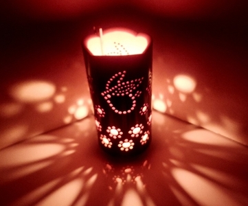 竹製 キャンドル ホルダー ウサギ U-1 (表皮焦がしタイプ)／竹あかり