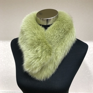 イタリア染め ファー マフラー シャドー フォックス グラスグリーン／西本毛皮商店 豪華 毛皮 リアルファー 綺麗目 上品 お洒落 ファッション