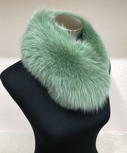 イタリア染め ファー マフラー シャドー フォックス フォレストグリーン／西本毛皮商店 豪華 毛皮 リアルファー 綺麗目 上品 お洒落 ファッション
