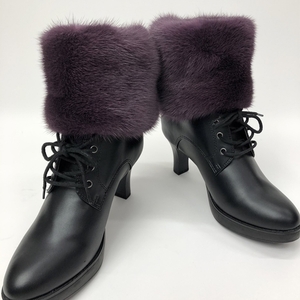 ファー レッグウォーマー ミンク パープル／西本毛皮商店 豪華 毛皮 リアルファー 綺麗目 上品 お洒落 ファッション