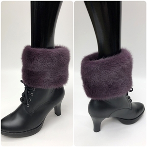 ファー レッグウォーマー ミンク パープル／西本毛皮商店 豪華 毛皮 リアルファー 綺麗目 上品 お洒落 ファッション