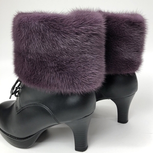 ファー レッグウォーマー ミンク パープル／西本毛皮商店 豪華 毛皮 リアルファー 綺麗目 上品 お洒落 ファッション