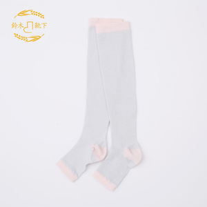 【歩くぬか袋】着圧かかとケア・トゥレス 靴下 レディース(23~25cm):グレー×ピンク