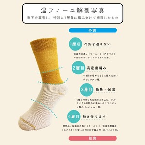 温フィーユ 靴下 レディース メンズ 暖かい 厚手 ルームソックス 日本製:23~25cm グレー