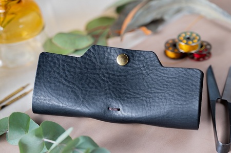 メガネケース(イタリアレザー ネブラスカ):ブラック