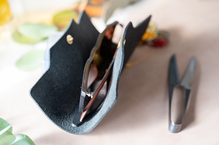 メガネケース(イタリアレザー ネブラスカ):ブラック