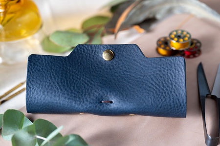 メガネケース(イタリアレザー ネブラスカ):ネイビー