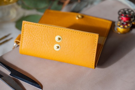 ５連キーケース【キーリング付き】（イタリアレザー　ネブラスカ）：イエロー