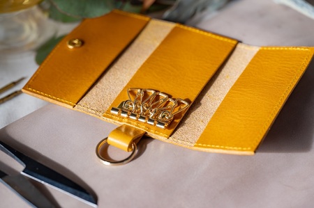 ５連キーケース【キーリング付き】（イタリアレザー　ネブラスカ）：イエロー