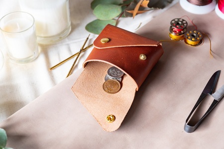 コインケース　小銭入れ（イタリアレザー　ネブラスカ）：チョコ