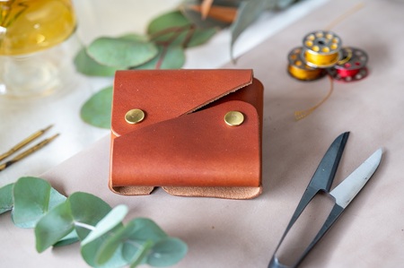 コインケース　小銭入れ（イタリアレザー　ネブラスカ）：チョコ