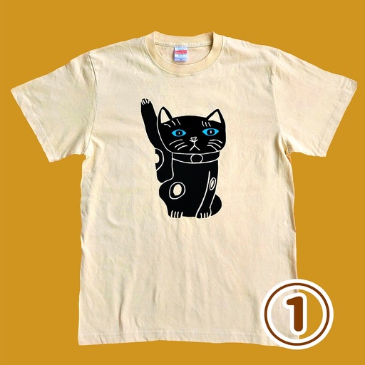 オリジナル 手刷り Tシャツ【まねきねこ XLサイズ】メンズ レディース