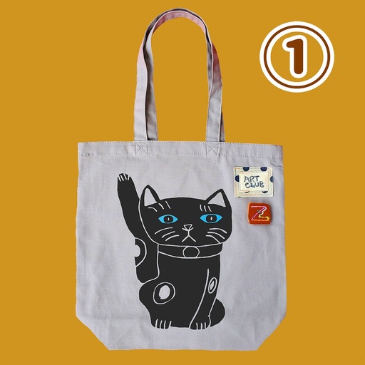 オリジナル 手刷り トートバッグ(まねきねこ)エコバッグ 雑貨 大きめ A4 かわいい