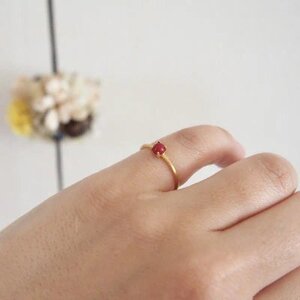 11号 赤珊瑚レッドコーラル リング (Silver925 18KGP仕上げ) 指輪 ／ Maco アクセサリー シルバー ヘアライン加工 プレゼント 奈良県 田原本町