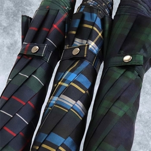 メンズ雨傘 トップレス折傘 372201 先染チェック 日本製 ネイビー×グリーンB ／ まちづくり観光振興機構 モダン 高級感 奈良県 田原本町