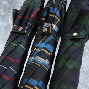 メンズ雨傘 トップレス折傘 372201 先染チェック 日本製 ネイビー×ブルー / まちづくり観光振興機構 モダン 高級感 奈良県 田原本町