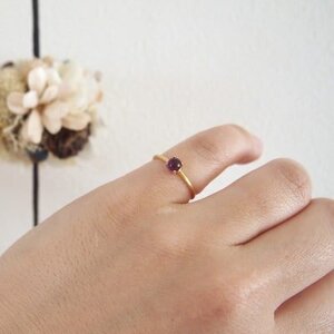 13号 天然石 アメジスト リング (Silver925 18KGP仕上げ) 指輪 ／ Maco アクセサリー シルバー ヘアライン加工 プレゼント 奈良県 田原本町