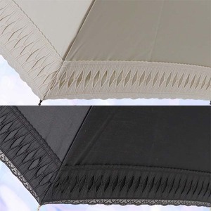 レディース日傘 パラソル 長傘 533501 綿サテン×エンブレース切継ぎ 手開き 日本製 ベージュ ／ まちづくり観光振興機構 UV防止加工 紫外線対策 高級感 奈良県 田原本町