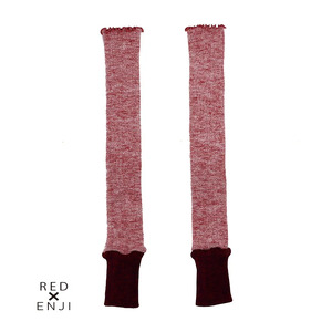 アームウォーマー ニュアンスカラー切り返しパターン レッド＆エンジ ／ まちづくり観光振興機構 アームカバー レディース メンズ 冷え防止 国産 奈良県 田原本町 10,360円