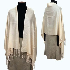 高級 カシミヤ100% 薄手 大判 ストール 無地 66311 レディース 内モンゴル産 ベージュ / まちづくり観光振興機構 通勤 通学 プレゼント ギフト 奈良県 田原本町