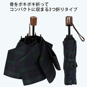 メンズ 雨傘 ミニ傘 392201 先染め チェック柄  日本製 ネイビーXブルー ／ まちづくり観光振興機構 折りたたみ UV防止加工 紫外線対策 全天候型 奈良県 田原本町