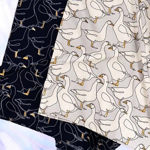 レディース 晴雨兼用傘 ミニ傘 591501 綿 プリント アヒル柄 日本製  グレー ／ まちづくり観光振興機構 折りたたみ 日傘 UV防止加工 紫外線対策 奈良県 田原本町