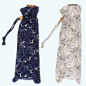 レディース 晴雨兼用傘 ミニ傘 591501 綿 プリント アヒル柄 日本製  ネイビー ／ まちづくり観光振興機構 折りたたみ 日傘 UV防止加工 紫外線対策 奈良県 田原本町