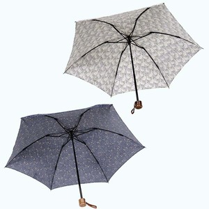 レディース 晴雨兼用傘 ミニ傘 591501 綿 プリント アヒル柄 日本製  ネイビー ／ まちづくり観光振興機構 折りたたみ 日傘 UV防止加工 紫外線対策 奈良県 田原本町