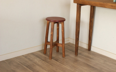 ハイスツール ワインレッド×アンティークブラウン【受注生産商品】BHRA012
