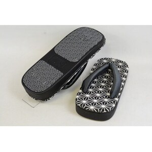 信貴毘沙門亀甲底 3D麻の葉天雪駄(BS黒W38GY)【1479555】