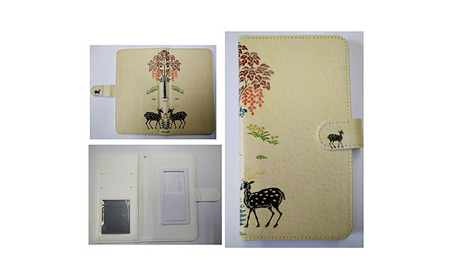 抗ウィルス！天平文様手帳型スマートフォンケース　Cデザイン　Lサイズ 小物 