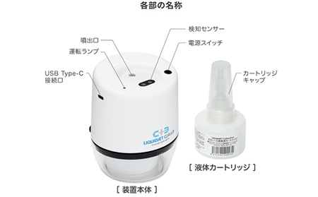 王寺町　アルコール除菌ディスペンサー、リキッドジェットミニ 雑貨 日用品 天平文様 非接触型 噴霧器 世界初 噴出装置 センサー感知 液体 電池駆動 USB駆動 日本製  鹿草木