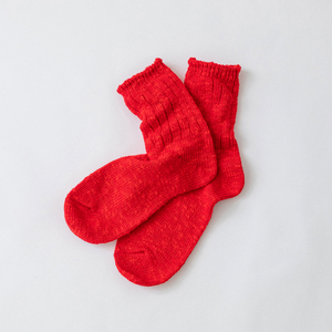 040SLUBMIXリブクルー2Pセット（Sサイズ）-レッド/グレーミックス///靴下 くつした ソックス くつ下 足元 レディース 婦人 メンズ 紳士 おしゃれ シンプル カジュアル 肌触り ふっくら 日本製 奈良県 広陵町