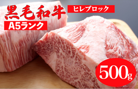 国産 黒毛和牛 ヒレブロック 500g A5 ヒレブロック