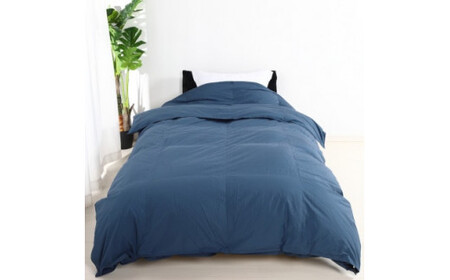 羽毛掛け布団 2枚合わせ シングル ネイビー ダウン90% 冬用
