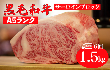 【全6回定期便】黒毛和牛 A5ランク サーロインブロック 1.5kg 冷蔵 国産牛 ステーキ ブロック肉 BBQ