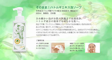 そのまま！ハトムギエキス泡ソープリッチ　500ml　3本《株式会社ドウシシャ》
