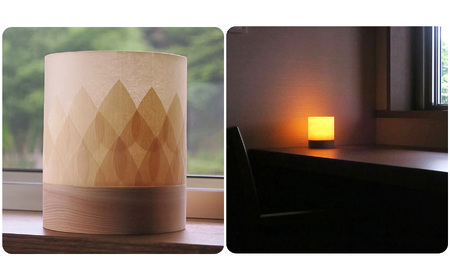 吉野ひのき　明暗切替付コードレスランプ「TsuTsu 〈森⇆水〉」